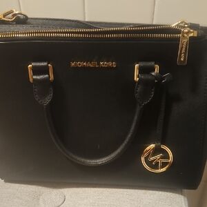 Michael Kors Black Satchel with Gold Accents